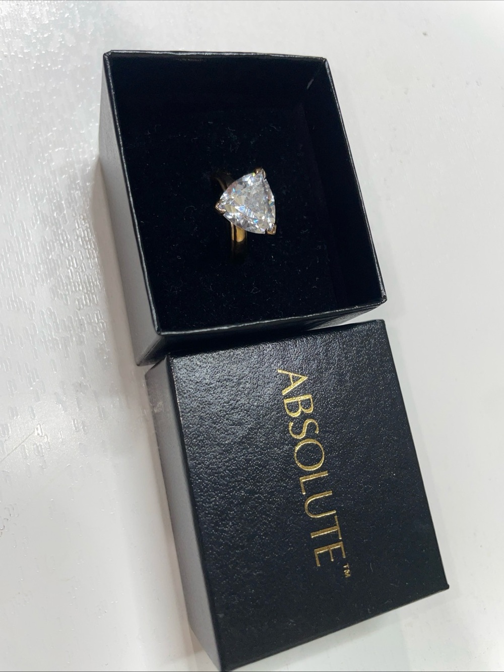 Absolute Sterling Silver 925 China Trillion Cut Clear Cubic Zirconia Ring Sz 8